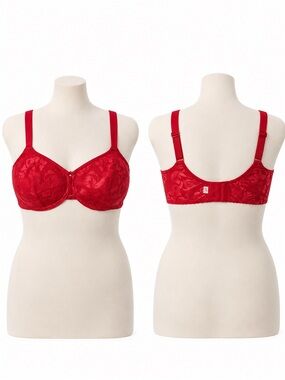 Wacoal 40D Red Floral‎ Jacquard Underwire Bra Full Coverage Comfort